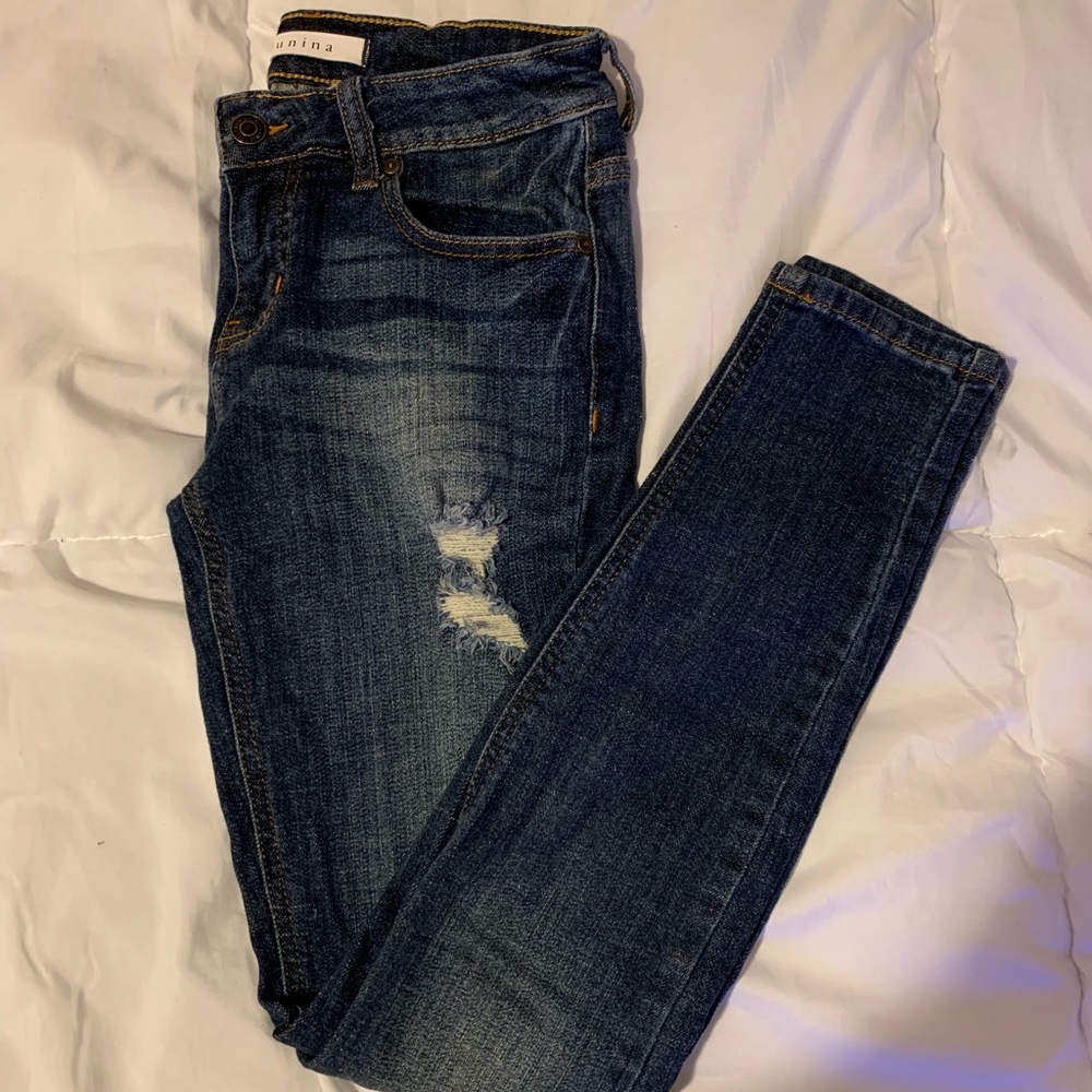 Euninia Dark Wash Skinny Jeans